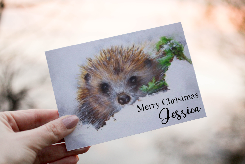 Hedgehog In Snow Christmas Card, Hedgehog Christmas Card - Click Image to Close